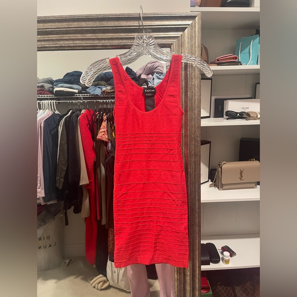 Bebe Red Sleeveless Bodycon Mini Dress Small